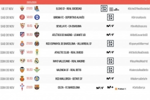 西甲第12轮赛程：11月9日巴列卡诺vs皇马，11月10日塞尔塔vs巴萨